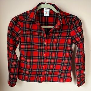 VINTAGE Wool & Cotton Children's Red Tartan / Flannel Longsleeve Shirt
